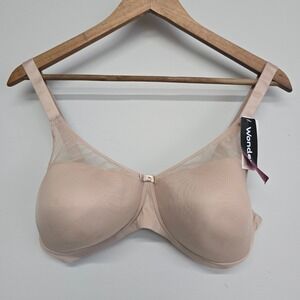Wonderbra 2 Ways to Wear Underwire Bra 40D Beige Mesh Trim Minimalist E2677H